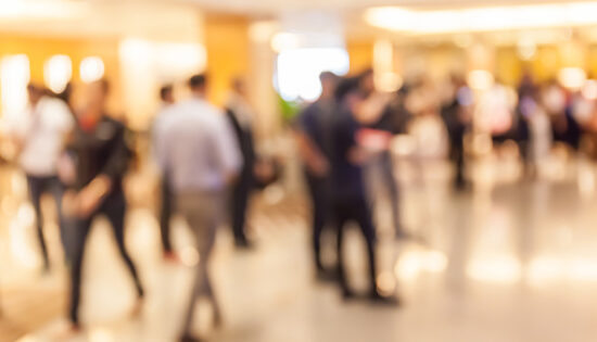Blurred people in grand opening event hall, business concept.
